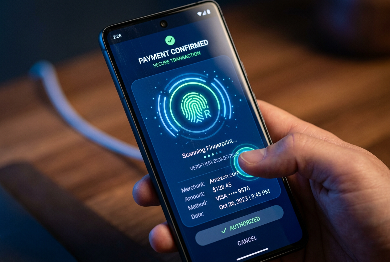 Biometric security on a smartphone for safe payments