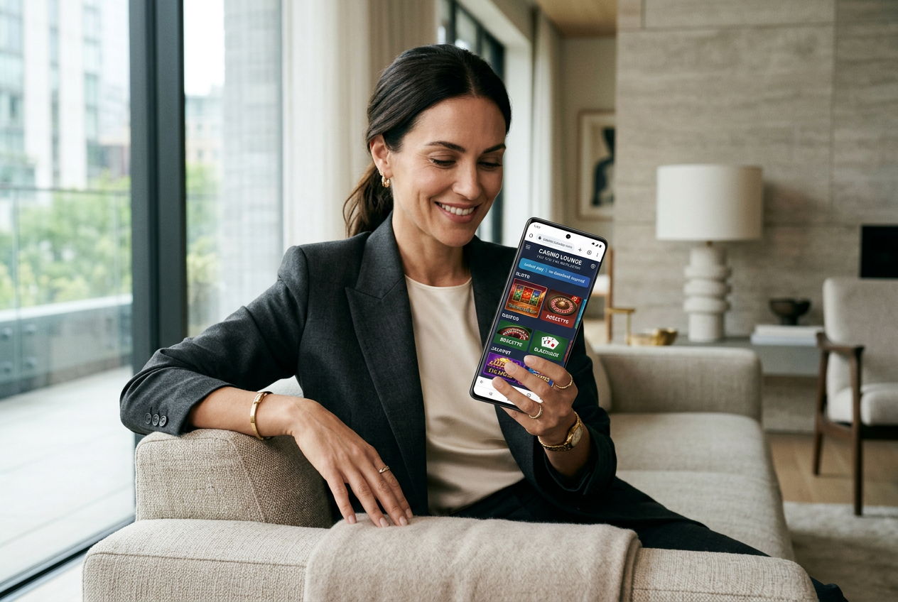 Wizualizacja nowoczesnej technologii PWA na ekranie smartfona w eleganckim otoczeniu.